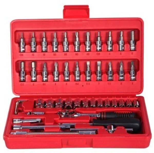 46 in 1 Pcs Tool Kit 1/4-Inch Metric Drive Socket Set, Drive Socket Ratchet Wrench Combination Tools Kit for Auto Car Repair Tool Box - Image 3